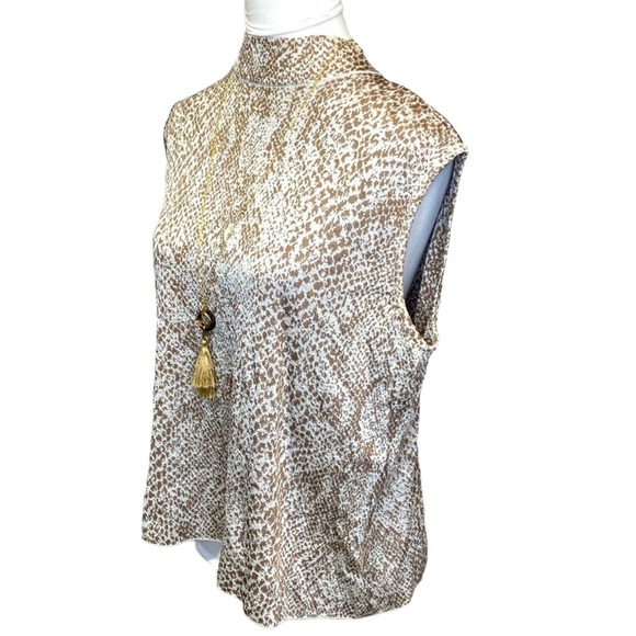 St. John Animal Print Mock Turtleneck Blouse - Picture 3 of 5